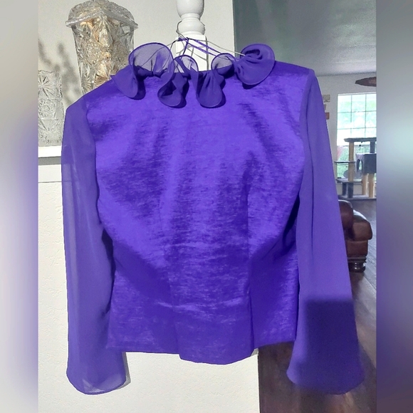 Elegant Purple Shiney Blouse Sz 8 by J.R. EVENINGS 0130 - Picture 4 of 9